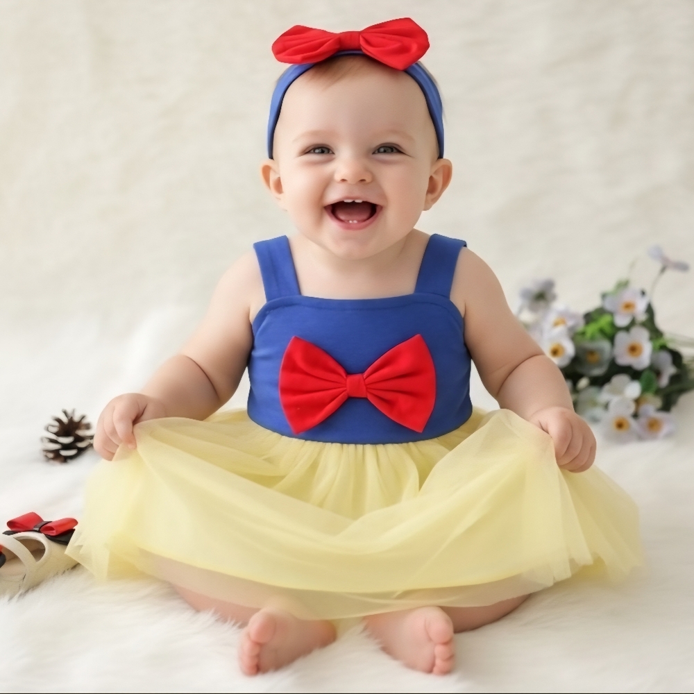 Baby Girl Snow White Costume Dress Set Fairytale Halloween Tutu Outfit 18-24M